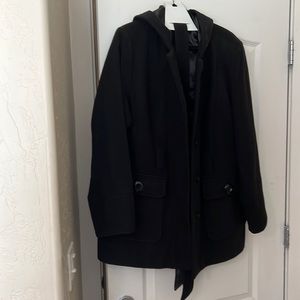 Heavier hooded belted winter coat